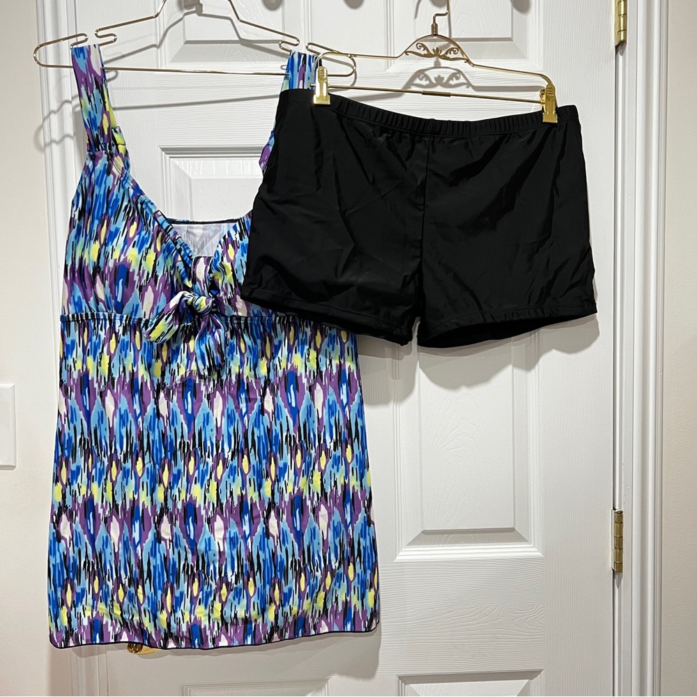 DANIFY Plus Size Swimsuits Tankini Swimwear Two Piece Plus Size (Tag54=US20)